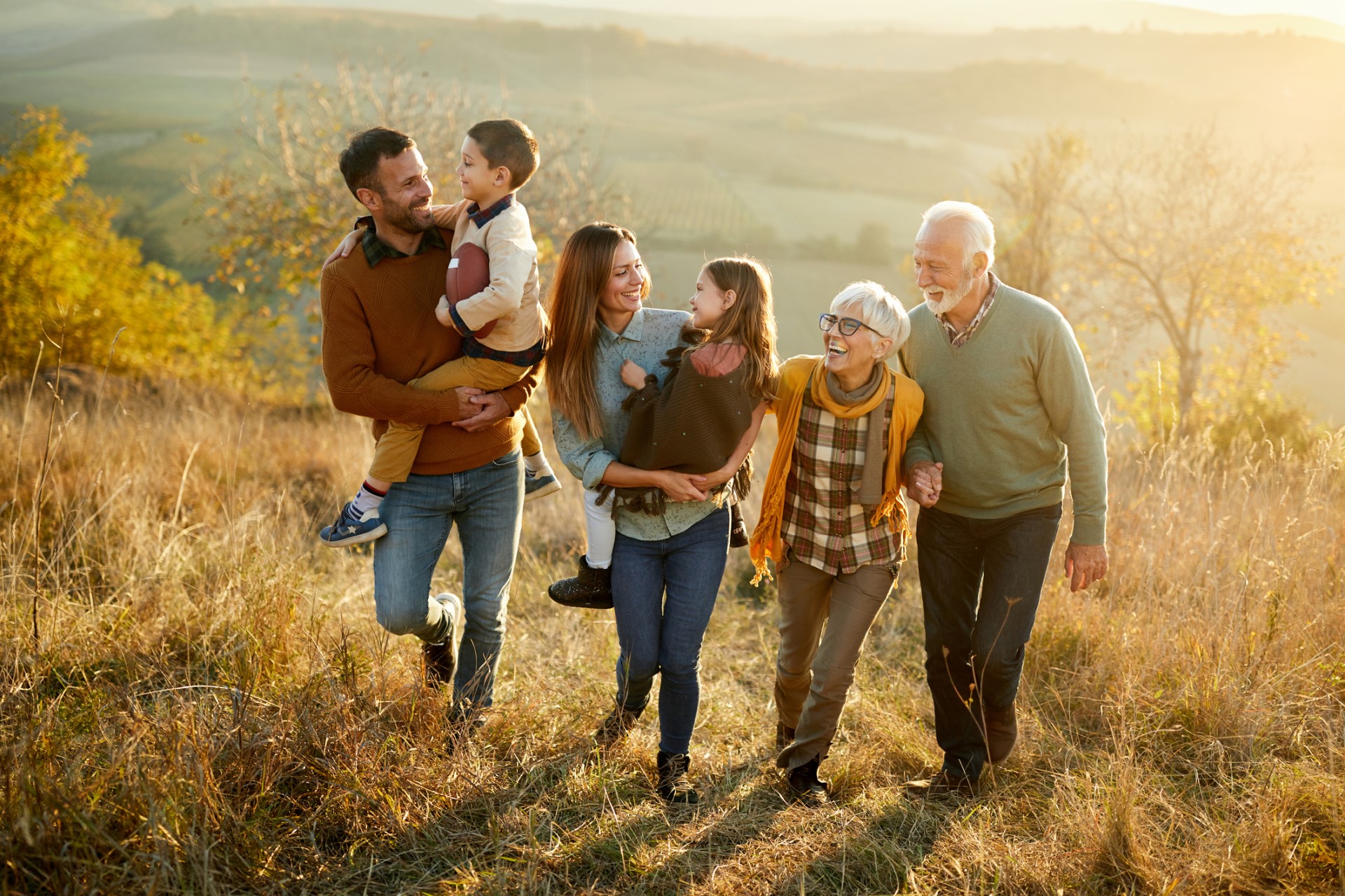 multi-generational family outdoors